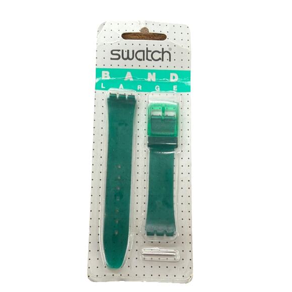 Vintage Swatch Watch Replacement Strap Large Green Translucent Standard Gent NOS - Picture 2 of 3